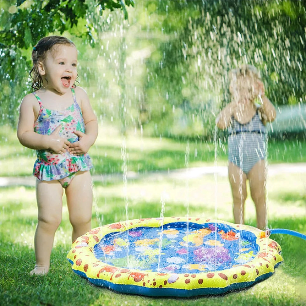 PVC water jet pad 100/170CM yellow ocean sprinkler pad Summer outdoor children's sprinkler fountain interactive toy Qme