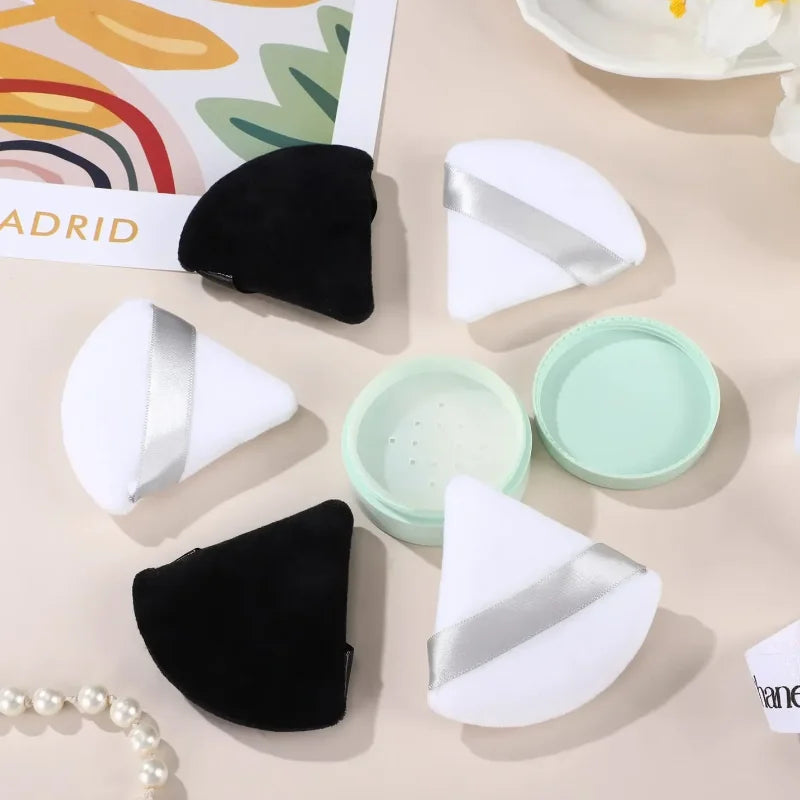 Triangle Velvet Powder Puff Wet Dry Loose Powder Liquid Cosmetic Soft Plush Powder Puff Makeup Foundation Washable Makeup Tool Qme