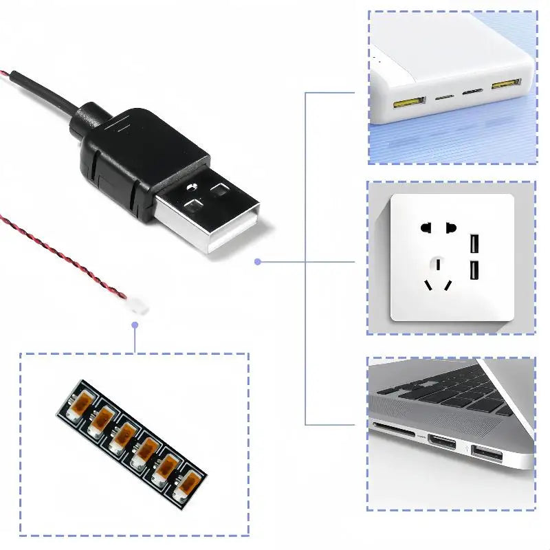 USB Power Cord Pin 5V DIY Lights Extension Small Devices Light Qme