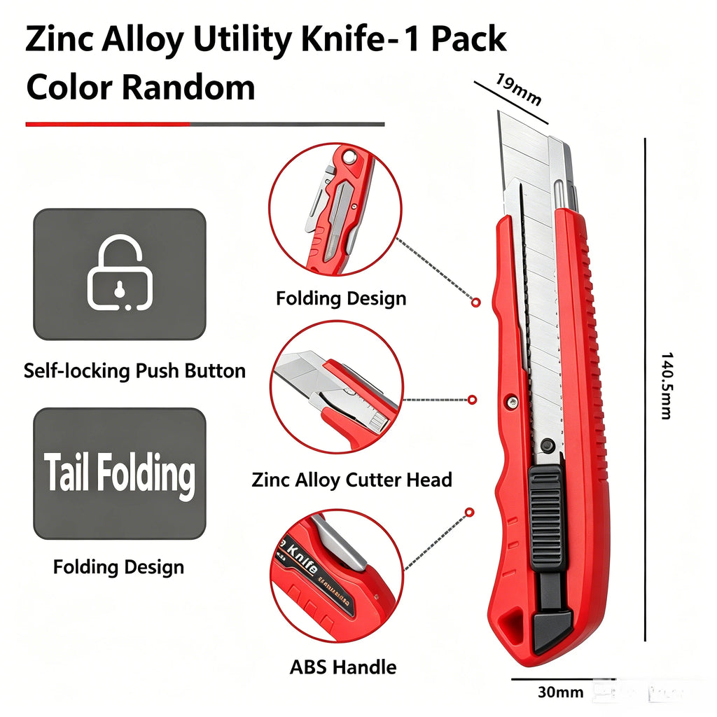 Alloy Folding Art Knife, Electrician Knife, Folding Knife Tool, Ladder Shaped Knife, ABS Handle, Paper Cutting Knife Qme