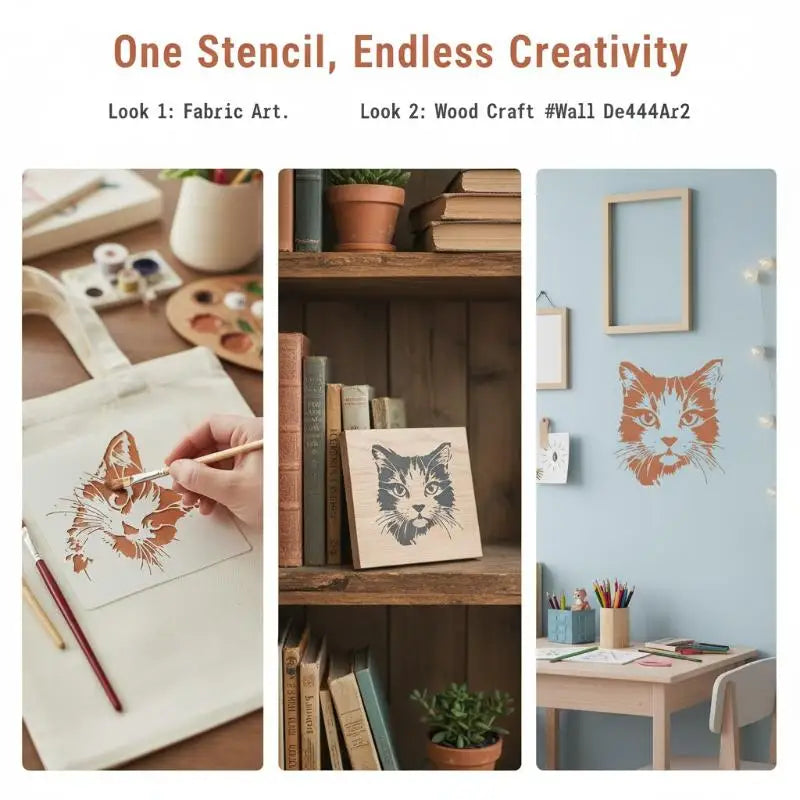 Cat Painting Stencils Reusable Hollow Kitten Pattern Molds Wall Art Qme Default Title