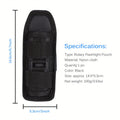 Flashlight case - Outdoor tactical nylon flashlight case with adjustable rotating waist strap, Oxford flashlight case Qme Black