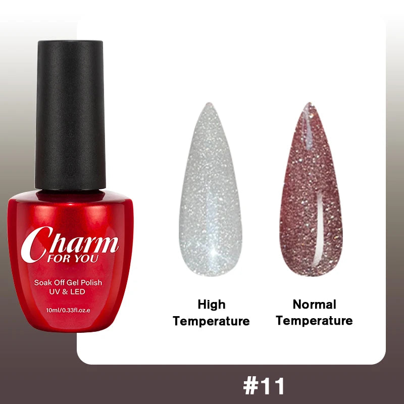 Thermochromic Diamond Glue Changing Nail Art Polish Sparkle Shimmer Qme 11