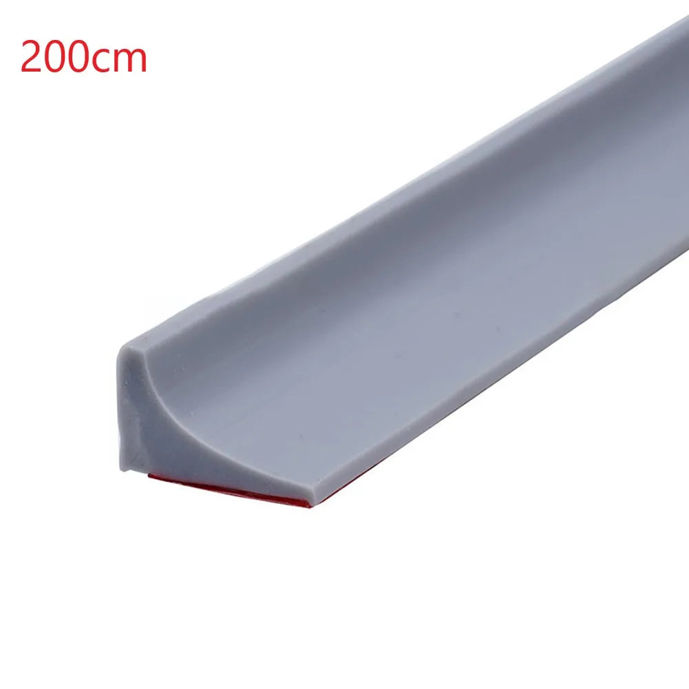 Bathroom Retention Water Barrier Strip Rubber Silicone Shower Barrier Water Stopper Kitchen Dry And Wet Separation Seal Strip Qme gray 200cm
