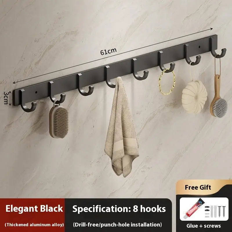 Metal Hook Strong Adhesive Wall Mounted Bathroom Without Punchkitchen Qme Black 8hook
