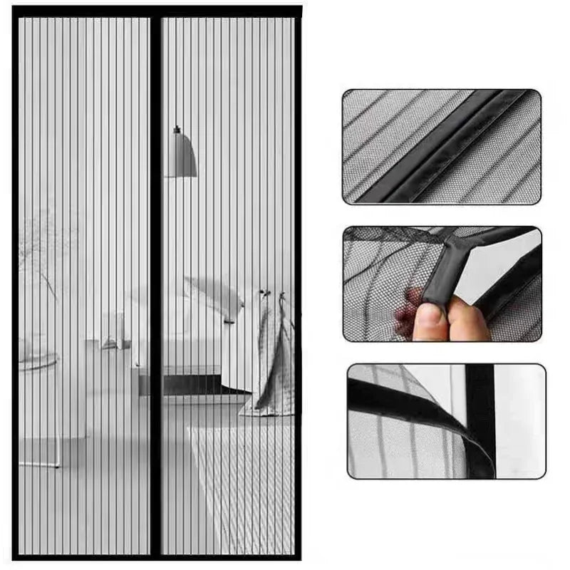Heavy Duty Magnetic Door Mesh Curtain Anti-Mosquito Automatic Closing Mute Door Netting Home Ventilation Partition Mesh Curtain Qme 90x210cm