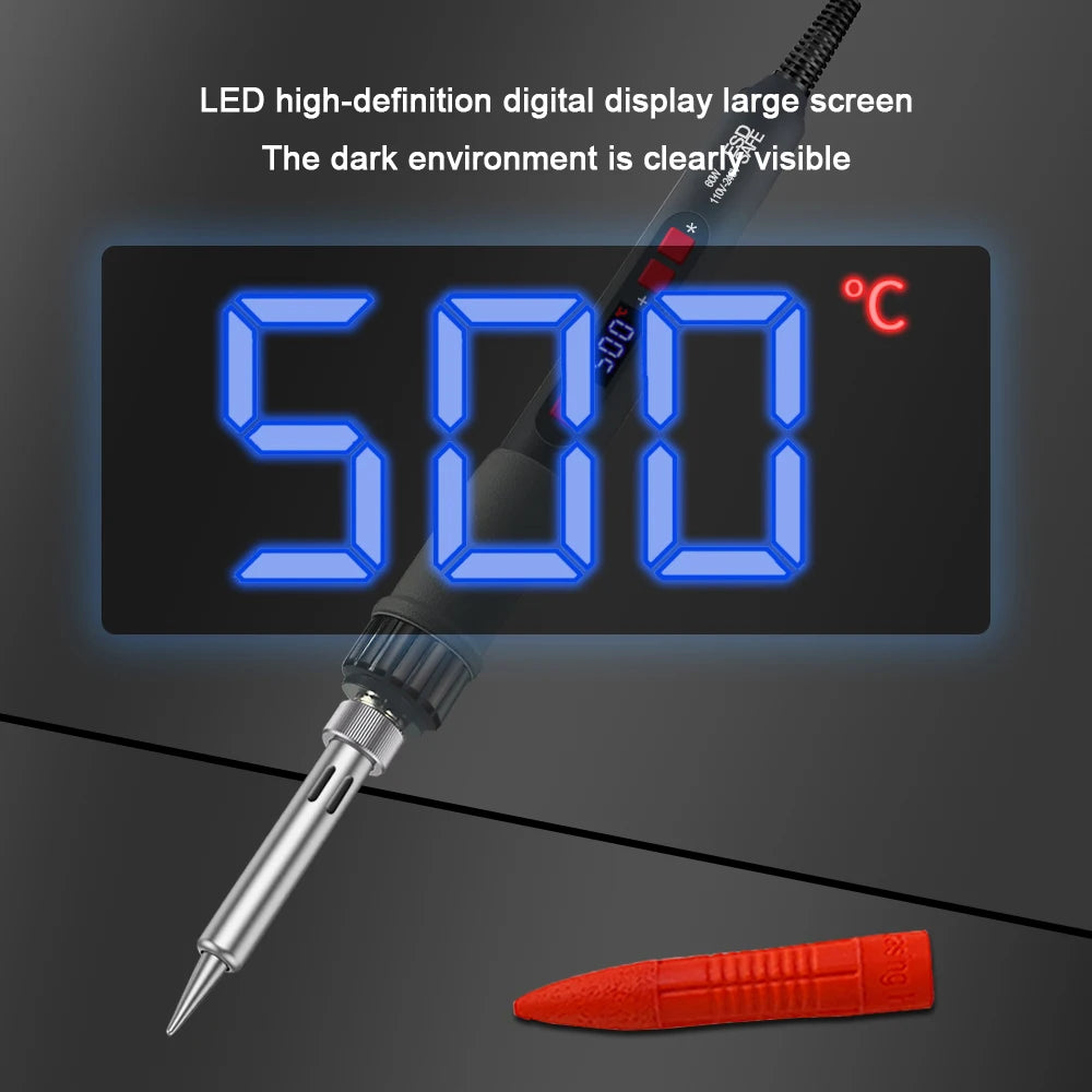 60W Digital Display Soldering Iron Tool C F Switching Adjust Qme