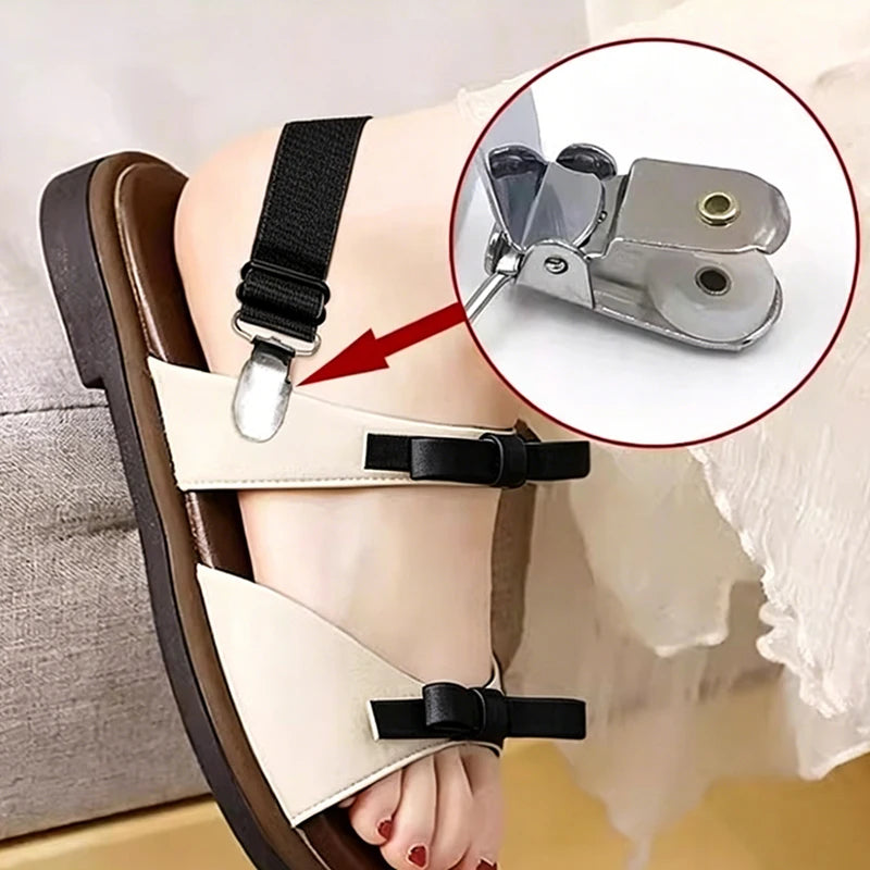 Adjustable Elastic Slipper Heel Straps, Anti-Slip Shoe Laces For Sandals, No More Heel Slipping,Multi-Use Pant Clips Boot Straps Qme