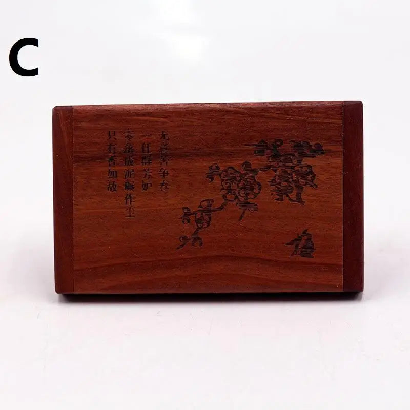 2-in-1 Wooden Comb Mirror Compact Red Sandalwood Folding Travel Home Qme C