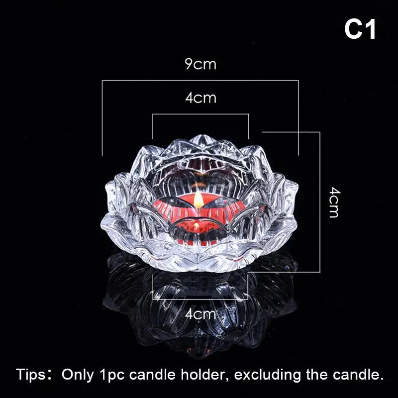 Glass Lotus Candle Holder Windproof Heat Resistant Suitable Use As Qme C1