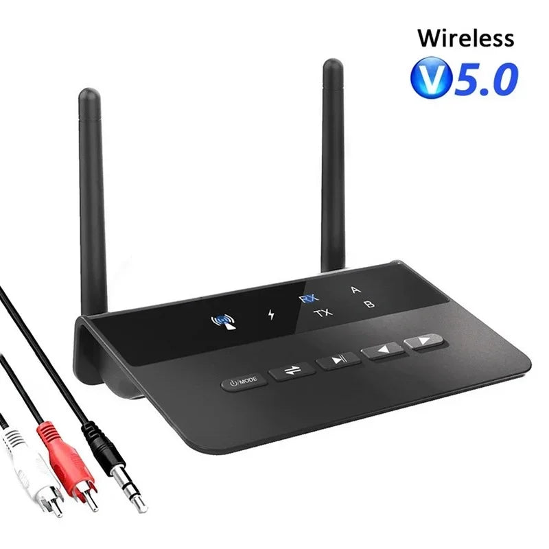 80M Bluetooth 5.0 Transmitter Receiver Aptx HD LL Low Latency Wireless Audio Adapter 3.5mm AUX RCA Jack for PC TV Headphones Qme