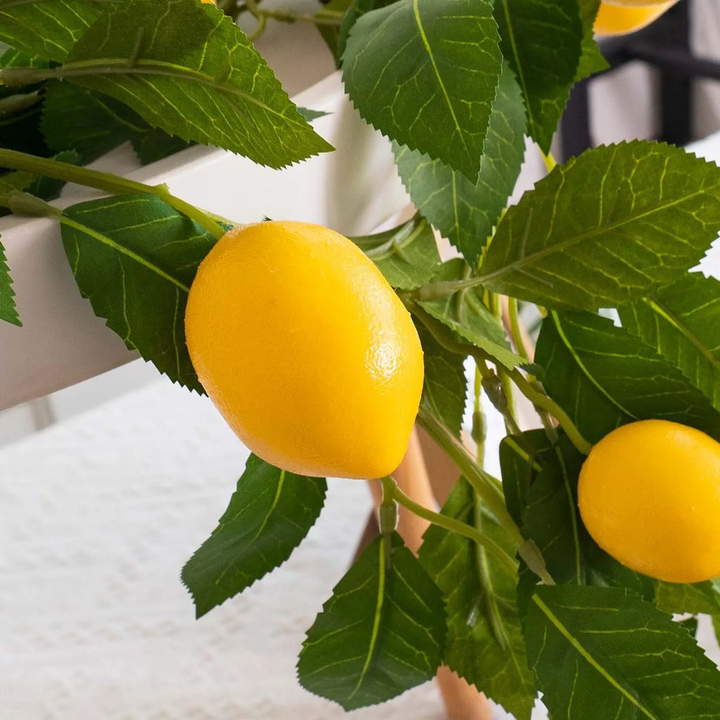 Artificial Lemon Wreath With Green Plants Home Door Wall Cover Wedding Holiday Party Dining Table Decoration Qme