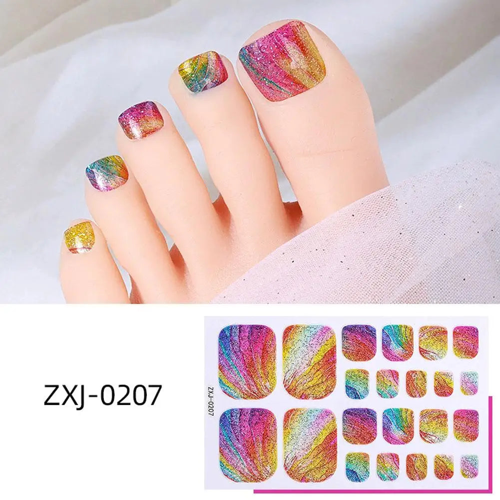 22 Srtips/sheet Toenail Semi Cured Gel Nail Wraps Long Lasting Full Cover Nail Gel Sticker Press on Nails Wraps Manicure Qme I CN