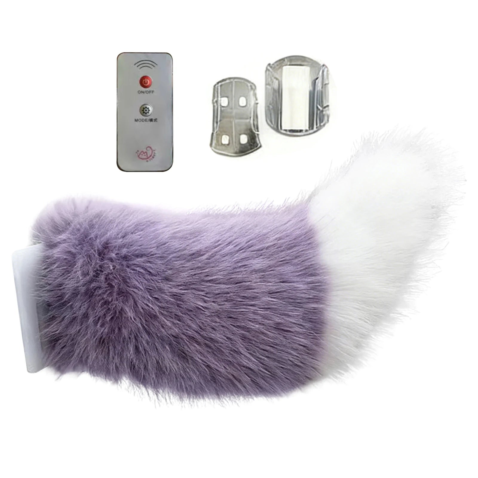 Car Electric Remote Control Tail Moving Shake Wagging Plush Tail Ornament For Auto Motorcycle Decorate Accessories ﻿ Qme Purple White