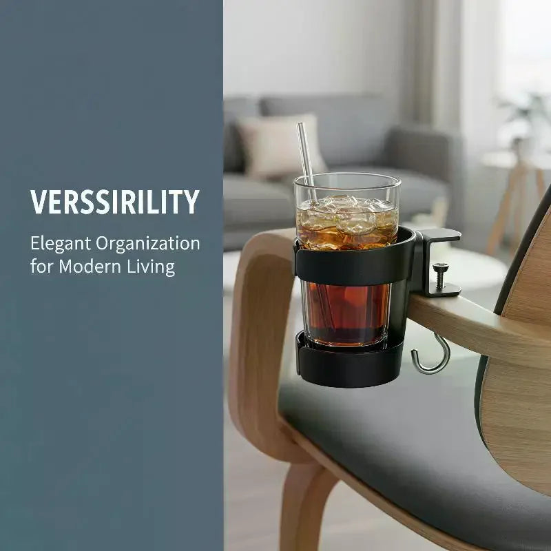 1 PCS Clip On Desk Cup Holder No Drill Anti-Spill Design For Home Office Gaming Desks Storage Rack Qme