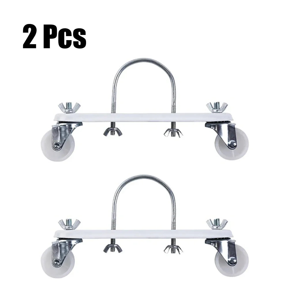 2pcs Oil Ting Pulley Brackets Hydroelectric Radiator Electric Heater Mobile Brackets 360°Degree Directional Wheels Stands Qme White