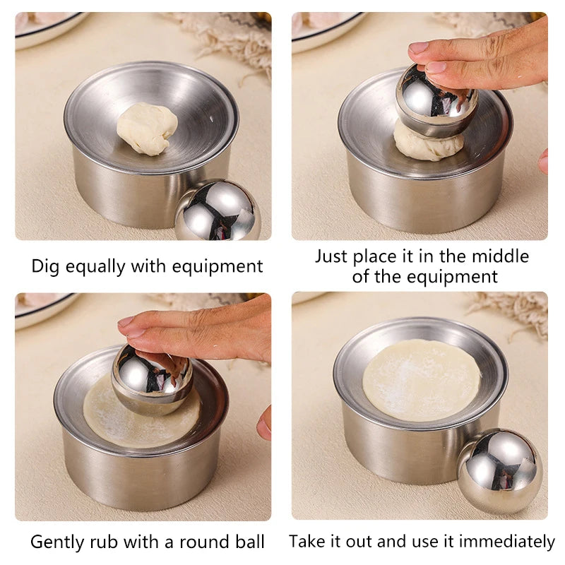 Kitchen Gadgetstainless Steel Dumpling Maker Dough Presser Round Mold Qme