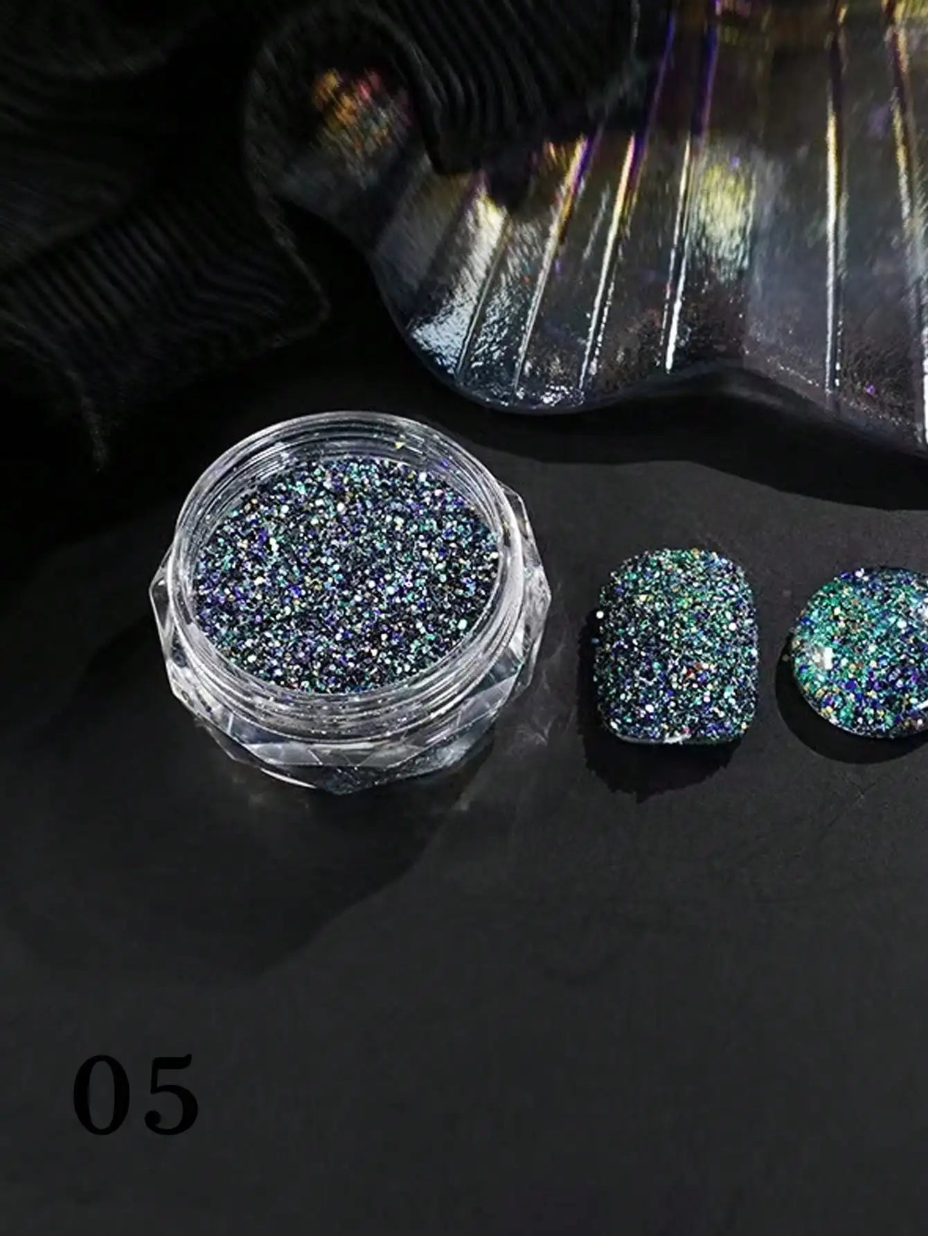 Colored Diamond Nail Powder Crushed Reflective Glitter Dark Luminous Qme 05