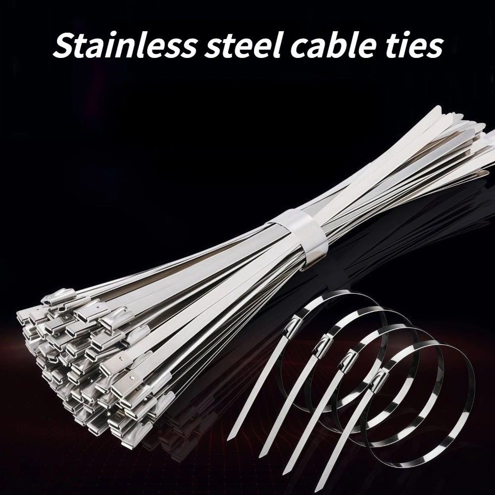 Rust Resistant Stainless Steel Cable Ties 20/50Pcs Strong Zip Straps For Machinery Auto Outdoor Wiring Binding And Fixing Qme