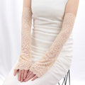 1 Pair Fashion Gloves Lace UV Protection Arm Sleeve Sunscreen Women Qme Beige