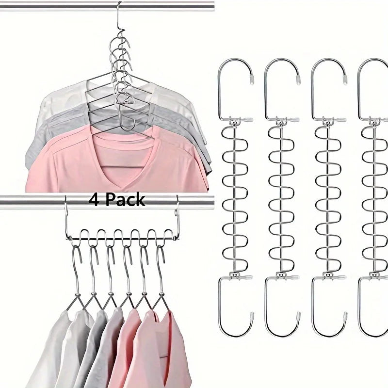 Maximize, Organize & Save Space: 2/4pcs Stainless Steel Cascading Hangers, 12 Slots - Perfect for Efficient Closet Organization Qme