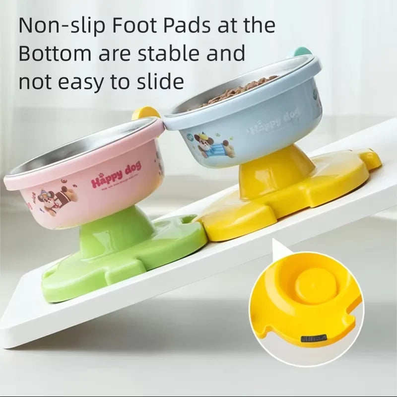 Pet Puzzle Bowl with Stainless Steel Bowl Detachable Splicing Base Anti-slip Stable Feeding Bowl for Cat Dog Qme