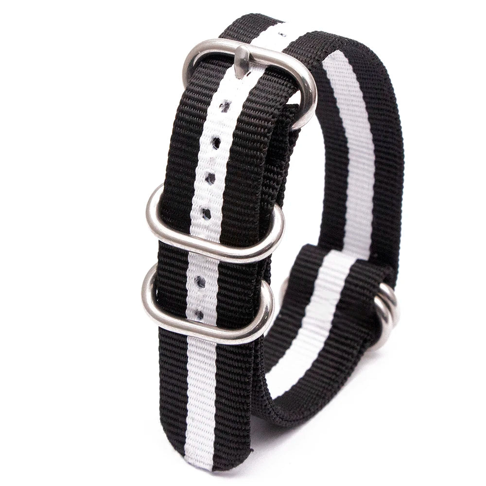 Durable Nylon Watch Strap Army Sport Style Watch Band 18/20/22/24MM 41 Colors Replacement Watch Accessories Qme 2Black 1Black 24mm