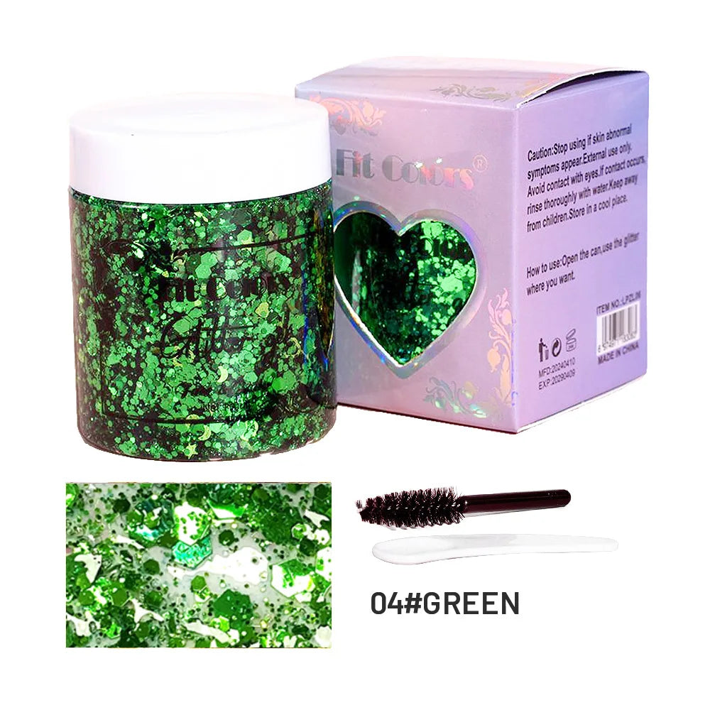 100ml Glitter Gel Eye Shadow Liquid Face Body Large Sequin Gel Multifunctional Colorful Loose Sequins Cream Party Decoration Qme 04