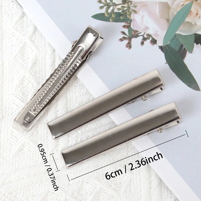 Metal Alligator Hair Clips Duckbill Blank Setting Base DIY Women Qme 6cm 50pcs