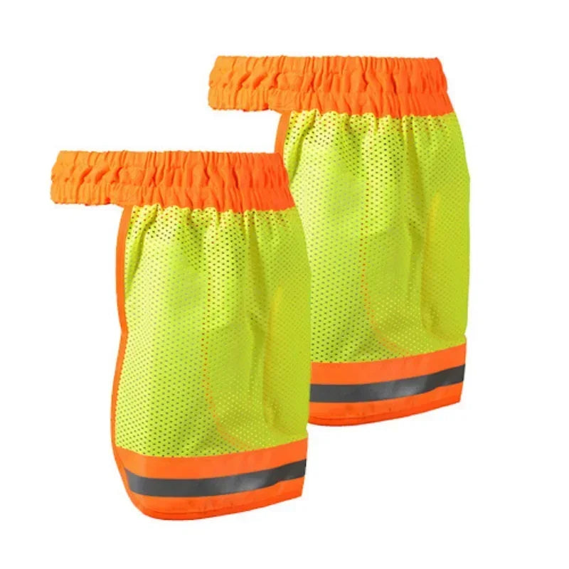 High Visibility Neon Reflective Stripe Sun Protector Neck Cover Safety Hard Hat Helmet with Elastic Breathable Mesh Shield Qme Huangwang 2 pack