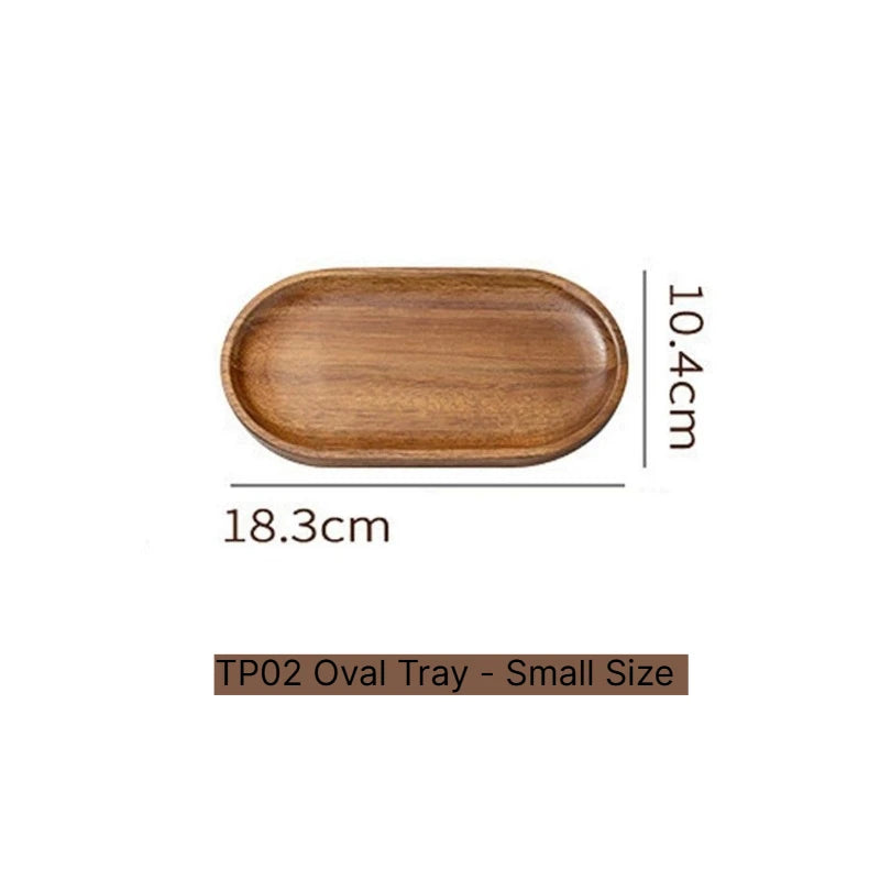  A Tableware Solid Wood Food Tray Round Rectangle Dessert Plate Japanese-style Wooden Snack Fruit Tea Saucer Pallet Bread Board Qme 02Oval Tray Small 10.3 inches
