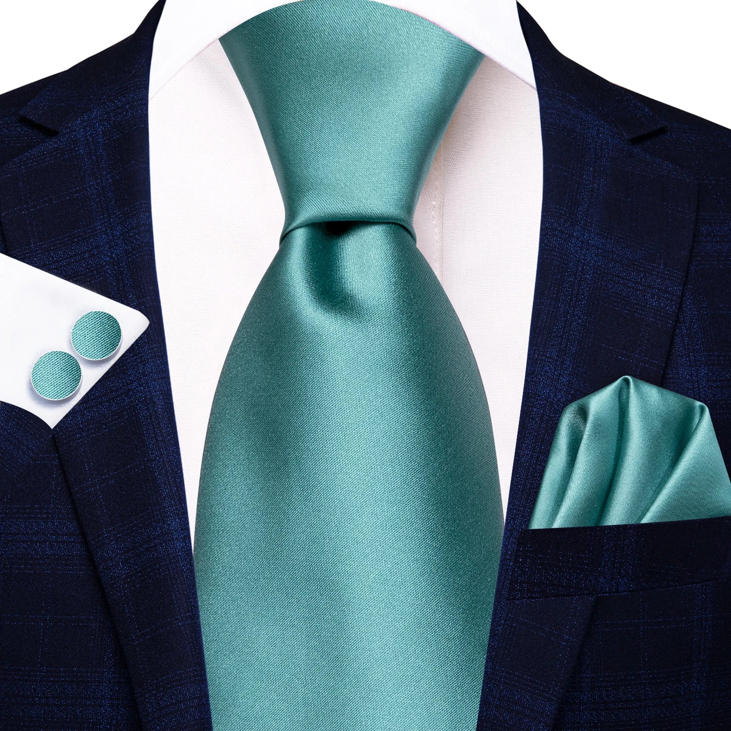 Hi-tie Paisley Dark Green Black Mens Elegant Necktie Handkerchief