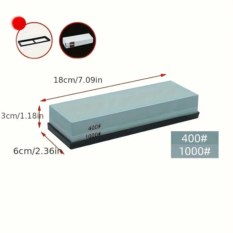 1pc for Sharpening Stone Kit with Built-In Base& Angle Guide. All-In-One Whetstone for Sharpening Dull Knives, Qme