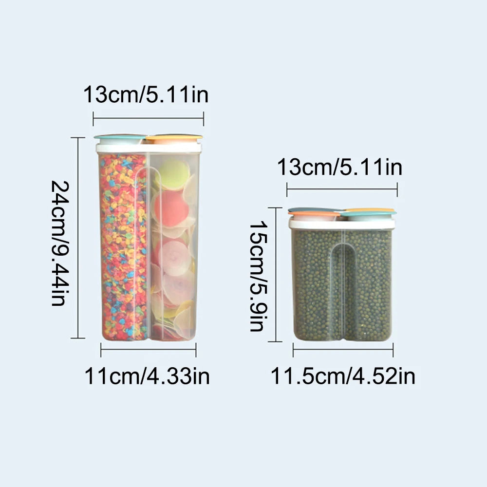 1PC Four Grains And Grains Transparent Storage Crisper Kitchen Supplies Moisture-Proof Sealed Compartmented Open Lid Jar Qme