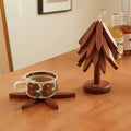 Christmas Tree Insulation Mat Solid Wood Dining Table Coaster Anti Scalding Mat Pot Mat Creative Personalized Home Decoration Qme walnut-3 leaf L