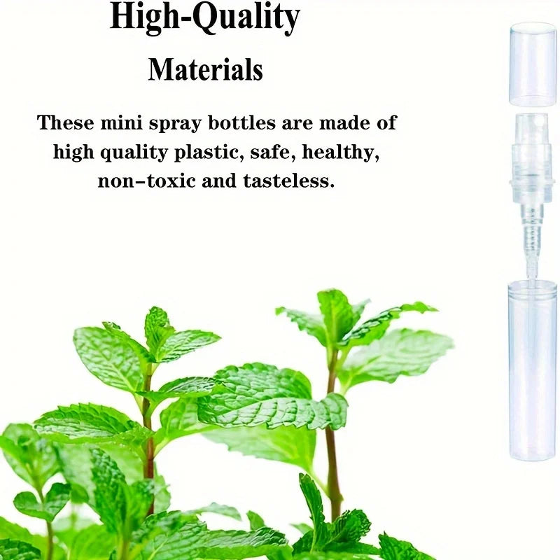100 Spray Bottles 2ML/3ML- Odorless, BPA-free clear refillable travel atomizer, portable mini-sprayer for perfume and cosmetics Qme