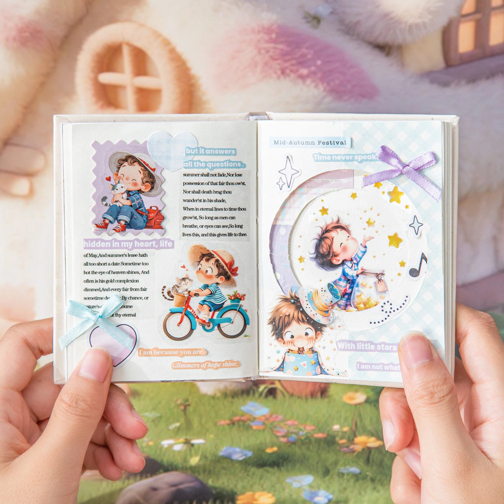 20 Sheets Dreamy Aesthetic Cute Character Sticker Pack for Scrapbook Journal DIY Collage Photo Frame Decor Qme