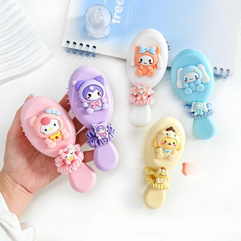 Hello Kitty Kuromi Air Cushion Comb Hair Tie Compact Portable Stylish Qme