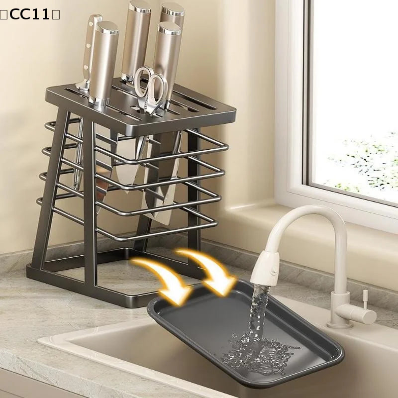 Kitchen Utensils Storage Holder Square Space Saving Cutting Tool Rack Qme