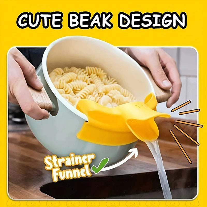 Anti-spill Cute Duckbill Shape Kitchen Soup Pouring Funnel Clip Qme