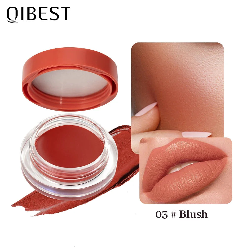 QIBEST Multi-Use 3 In 1 Makeup Lipstick Blusher Lightweight Mousse Cream For Eyes Lasting Lip Mud Face Blush Beauty Cosmetics Qme 03