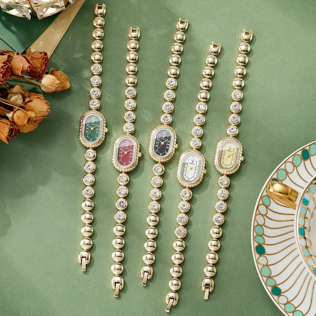 Ladies' Gold Tone Quartz Watch, 5 Colors Available with Oval Dial, Perfect Gift for Her Qme