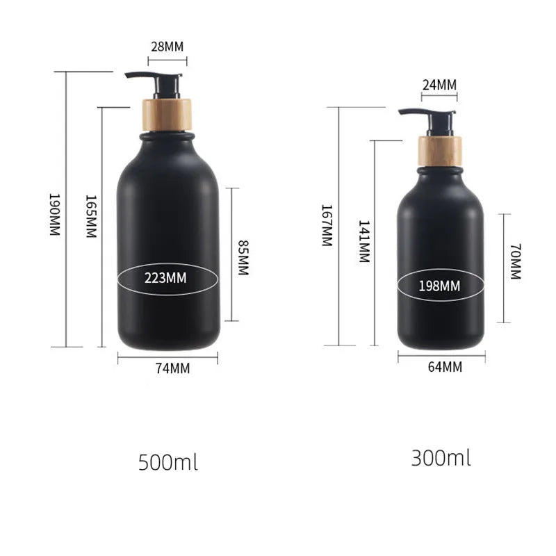 Dish Soap Bottle with Wood Pump Liquid Soap Dispenser Hand Soap Lotion Container Refillable Jars for Kitchen Bathroom 500/300ML Qme