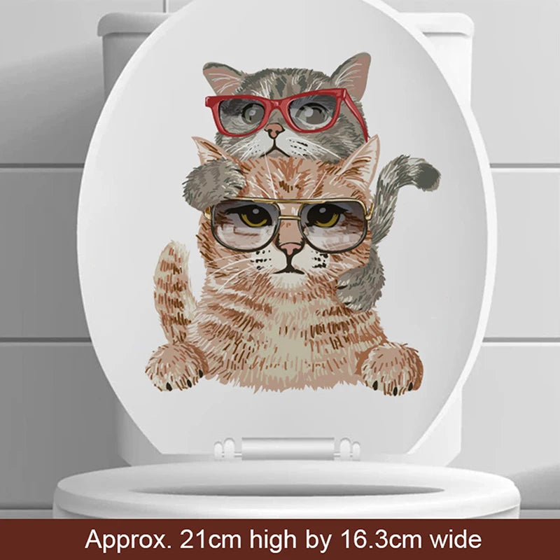 Animal Decals Decor Bathroom Washroom Funny 3D Kitten Toilet Seat Qme 04
