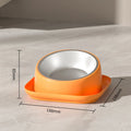 15° Tilted Stainless Steel Cat Bowl with Anti-Slip Plastic Base Neck Protection Pet Food Water Feeder Bowl for Cats And Kittens Qme Orange