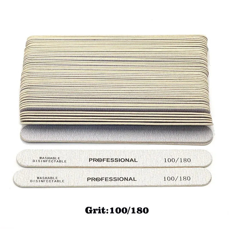 10-100PCS Wooden Nail File Professional Sanding Buffer Files 100/180/240 Double Side For Manicure Pedicure UV Gel Tips Tools Qme 50PCS Grit100-180