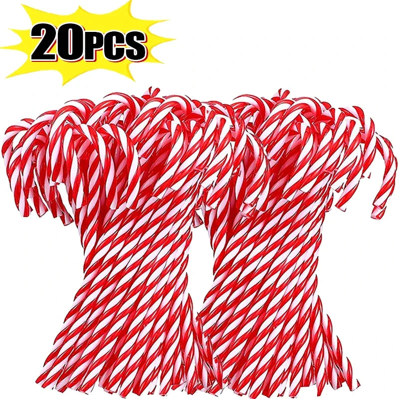 Christmas Candy Canes Xmas Tree Acrylic Crutch Hanging Pendant Ornaments New Year Party Home Decoration Kids Toy Gifts 10/20Pcs Qme Red- 20PCS