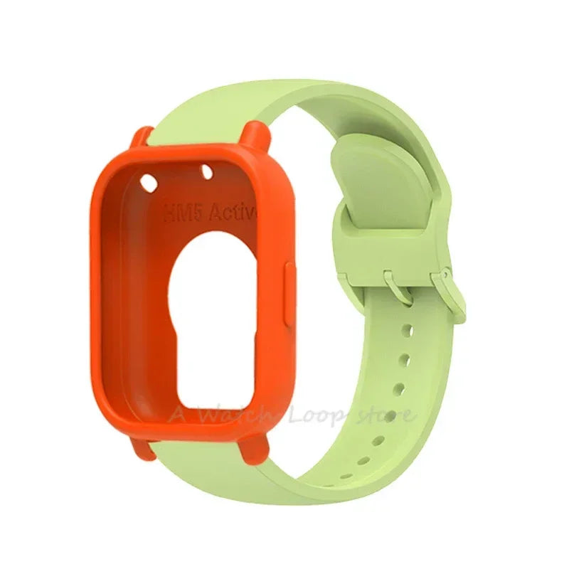 Silicone Case + Strap for Redmi Watch 5 Lite / 5 Active Repacement Bracelet Belt Smart Watchband Protective Shell Cover Qme