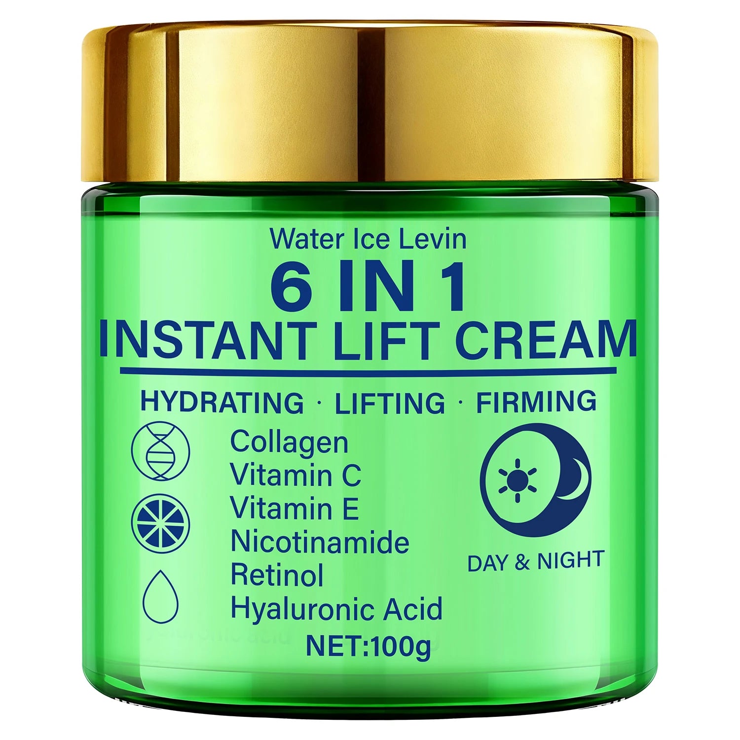 6-in-1 Instant Lift Cream with Collagen & Retinol for Hydrating, Firming & Lifting - Day & Night Face Cream with Vitamins Qme green 100g