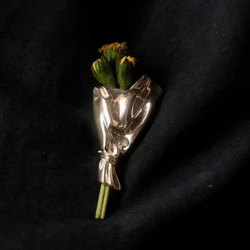 Flower Insert Brooch Metal Branch Pins For Brooches Fashion DIY Clothing Corsage With Insert Flowers Wearable Women Brooch Pins Qme style 3